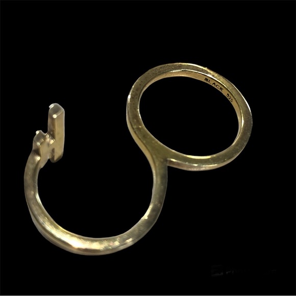 Maria Black Gold over Sterling Double Finger Ring & Cuff Bracelet Set - Picture 6 of 10